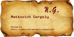 Matkovich Gergely névjegykártya